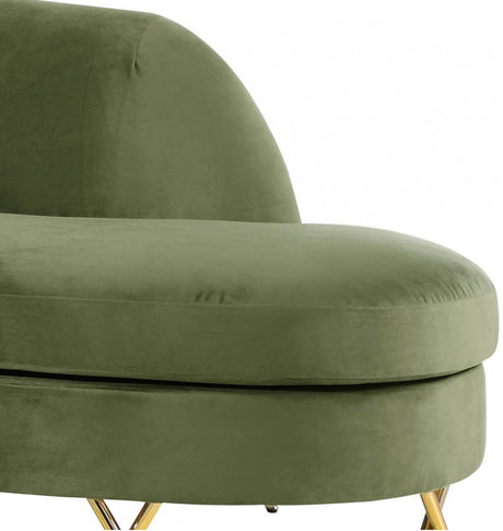 RAIIN Olive Green Velvet 134" Wide Curved Sectional