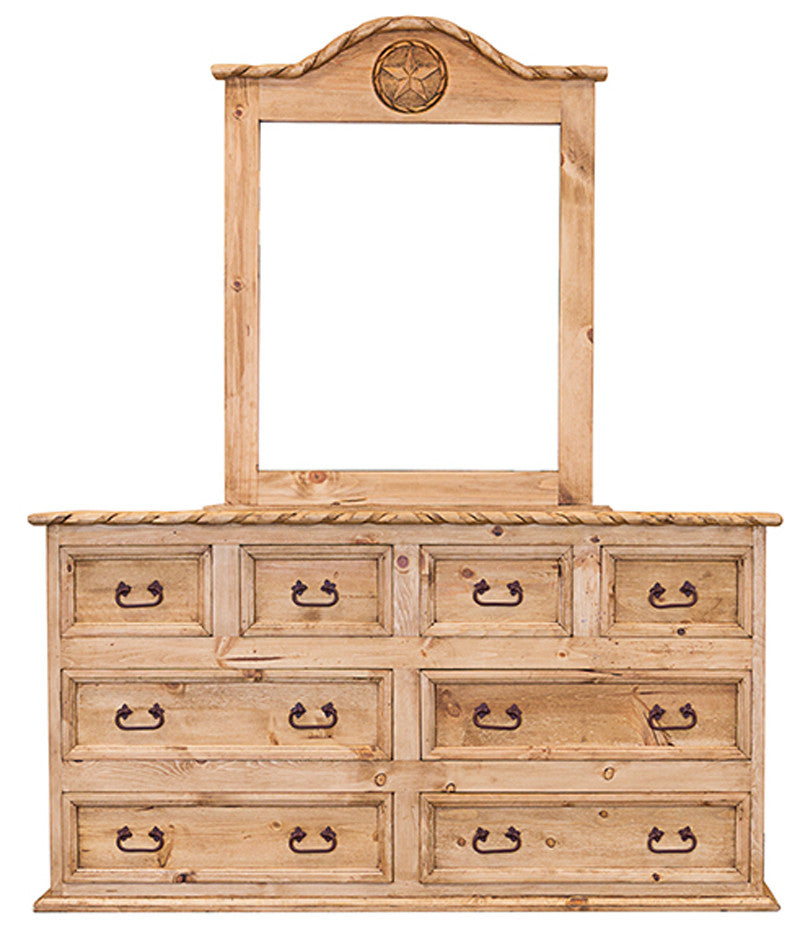 Ranger Light Brown Rope & Star Dresser & Mirror