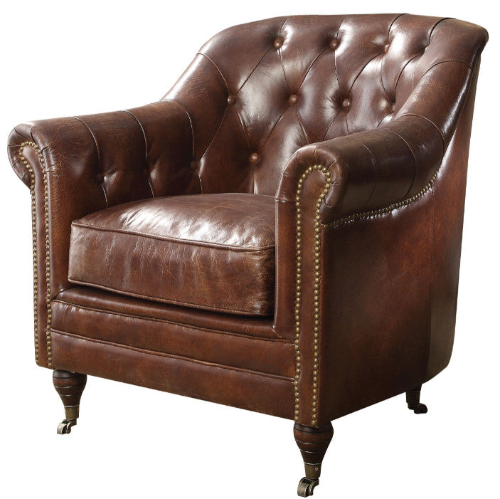 REVOLVER Top Grain Leather Tufted Chair
