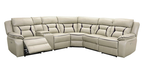 Pegasus Beige 6-PC Powered Reclining Sectional With USB