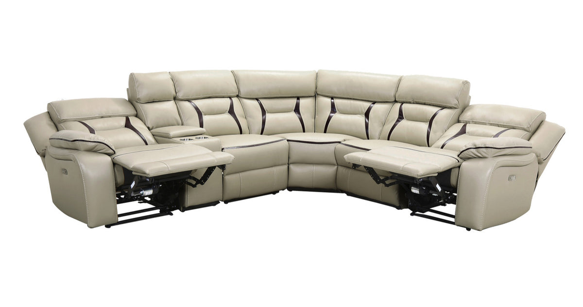 Pegasus Beige 6-PC Powered Reclining Sectional With USB