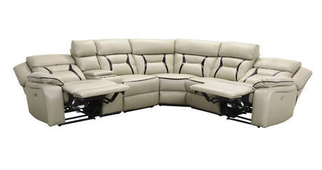 Pegasus Beige 6-PC Powered Reclining Sectional With USB