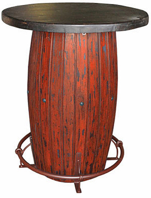 Red Rustic Round Bar Table