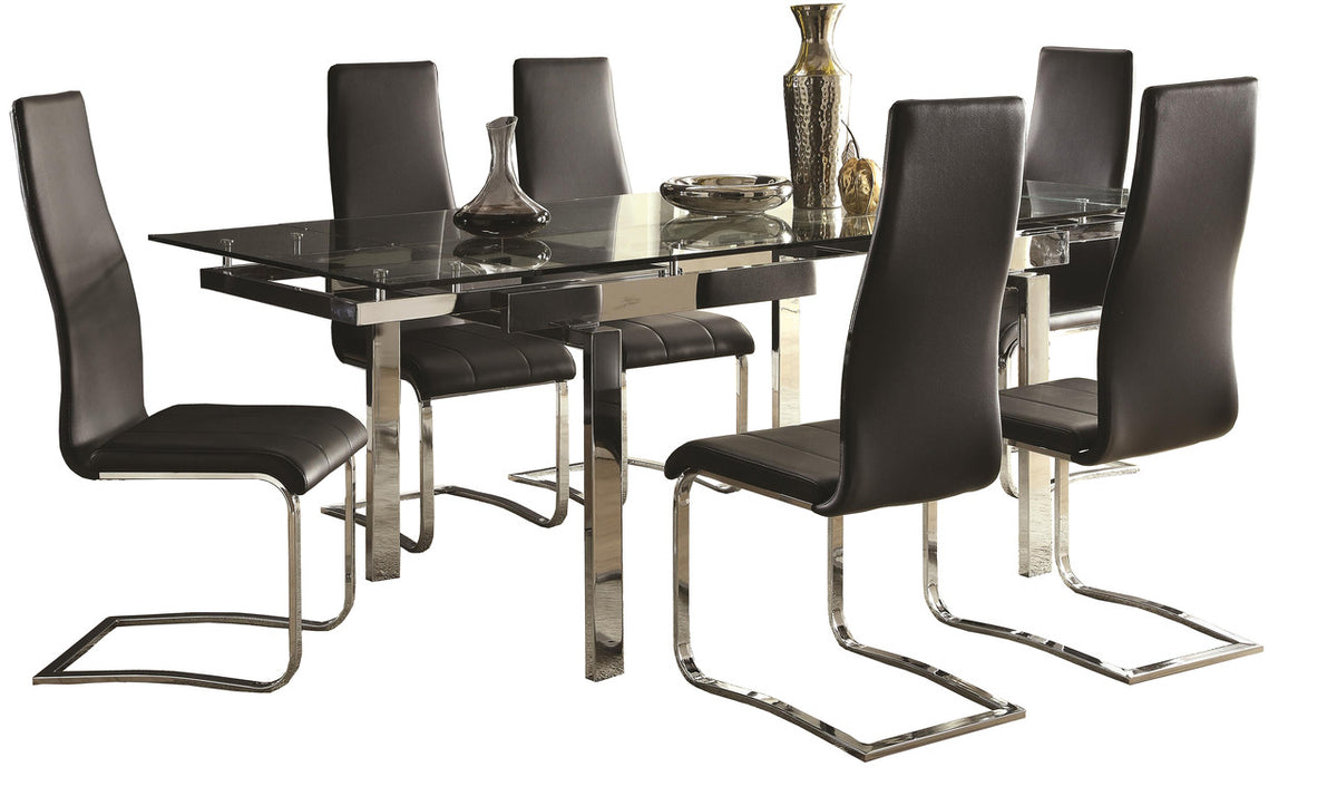 Rozelle Black 7 Pc Adjustable Dining Set