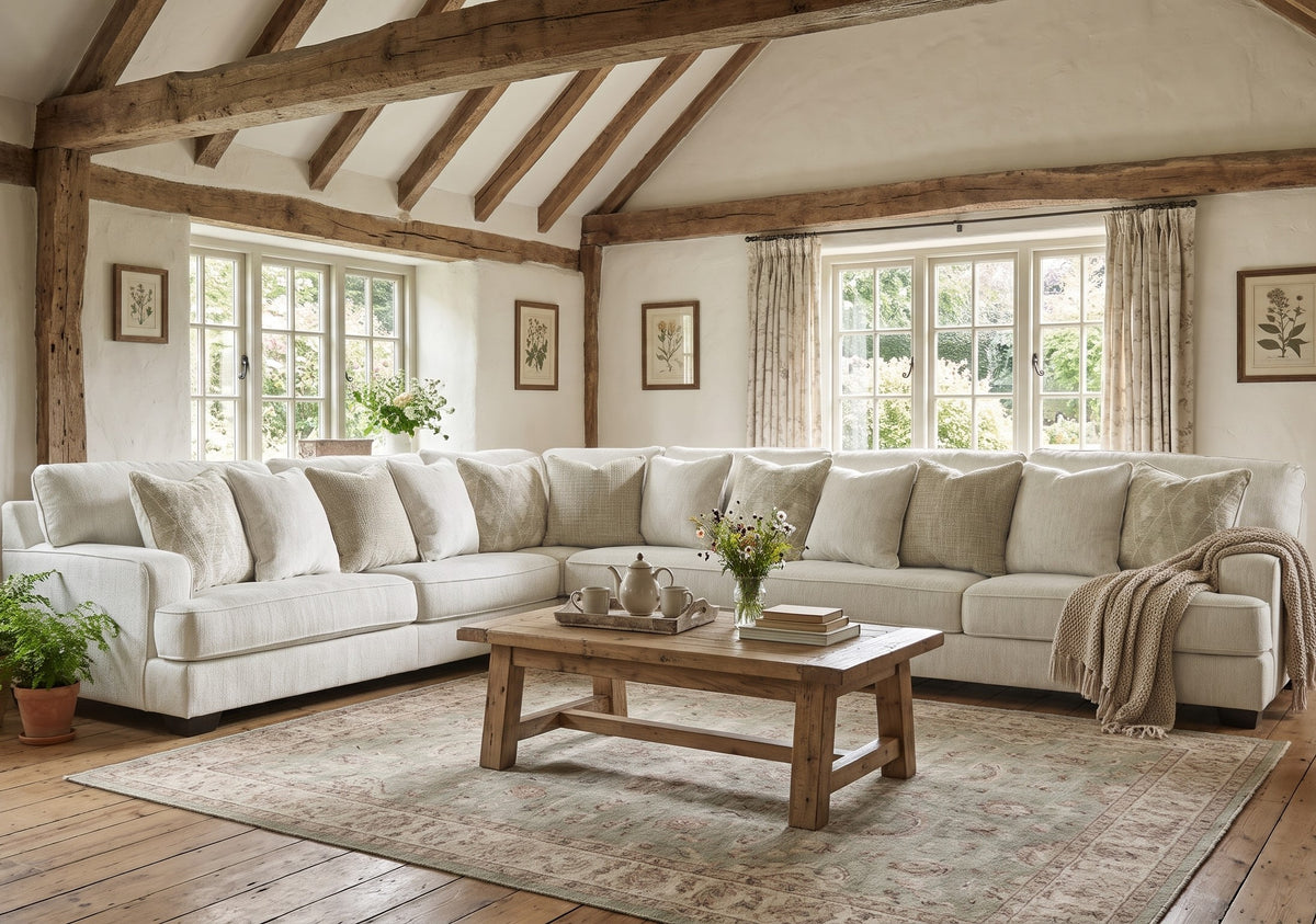Heather Beige 168" x 131" Polyester Sectional