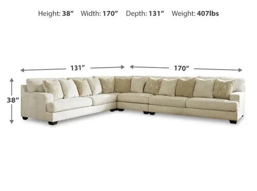 Heather Beige 168" x 131" Polyester Sectional