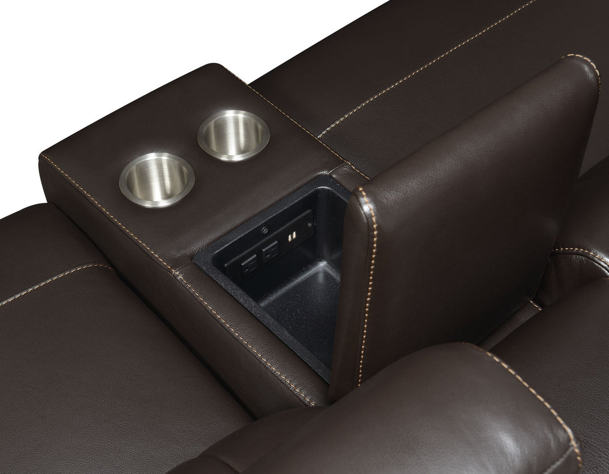 DONOVAN Top-Grain Leather 6-PC Powered Reclining Sectional with USB
