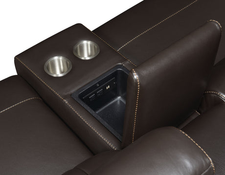 DONOVAN Top-Grain Leather 6-PC Powered Reclining Sectional with USB