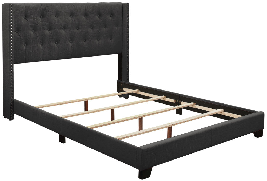 POLINA Dark Gray 50" Tall Tufted Bed