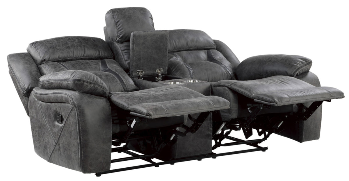 PEGASUS Dark Gray Microsuede Reclining Sofa & Loveseat