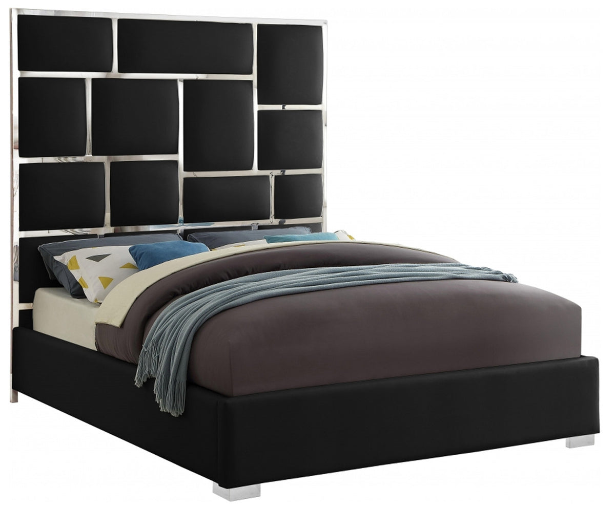 SYLVIA Black Faux Leather Bed