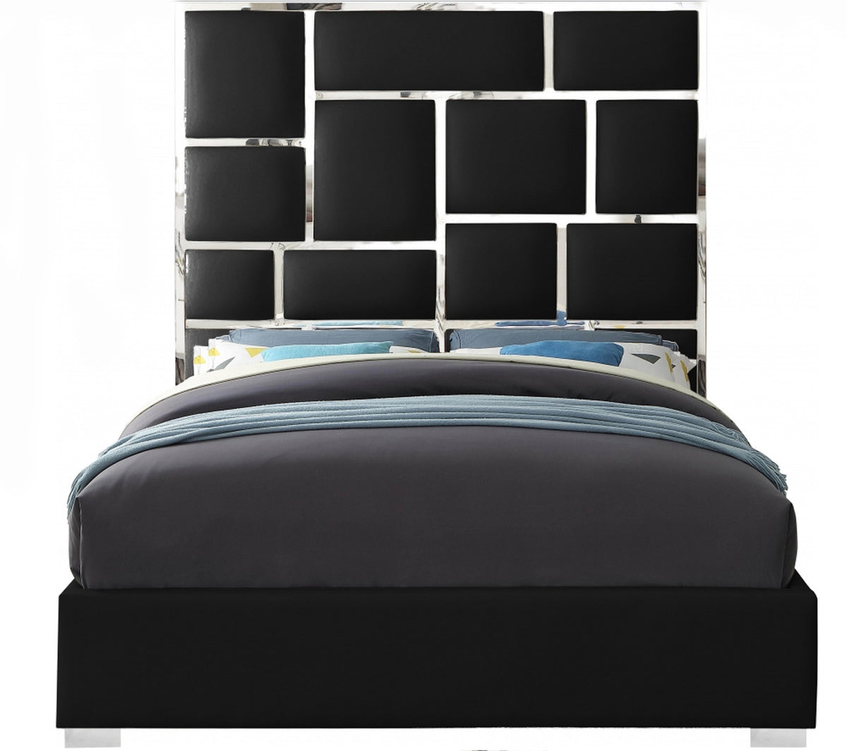 SYLVIA Black Faux Leather Bed