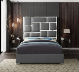 SYLVIA Gray Faux Leather Bed