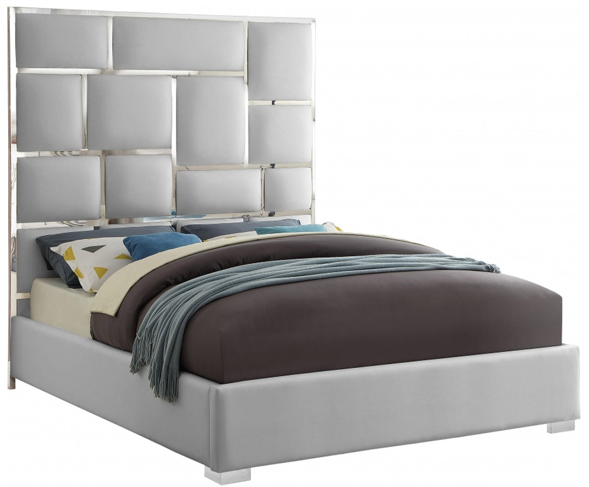 SYLVIA White Faux Leather Bed