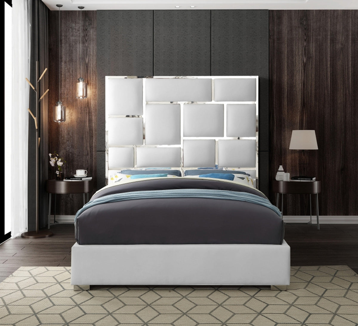 SYLVIA White Faux Leather Bed