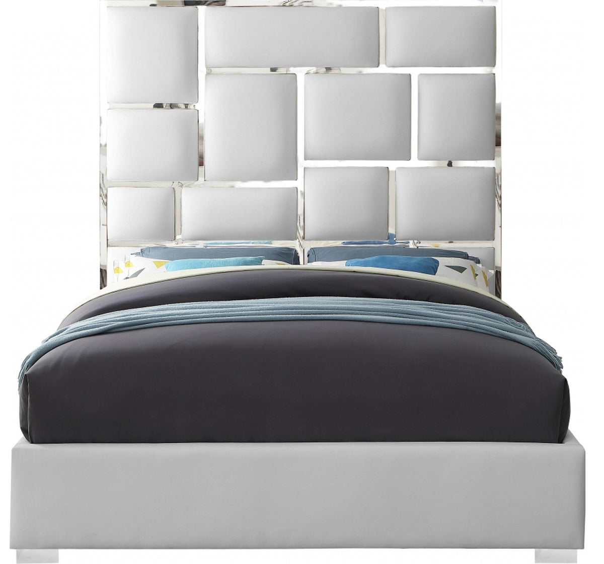 SYLVIA White Faux Leather Bed
