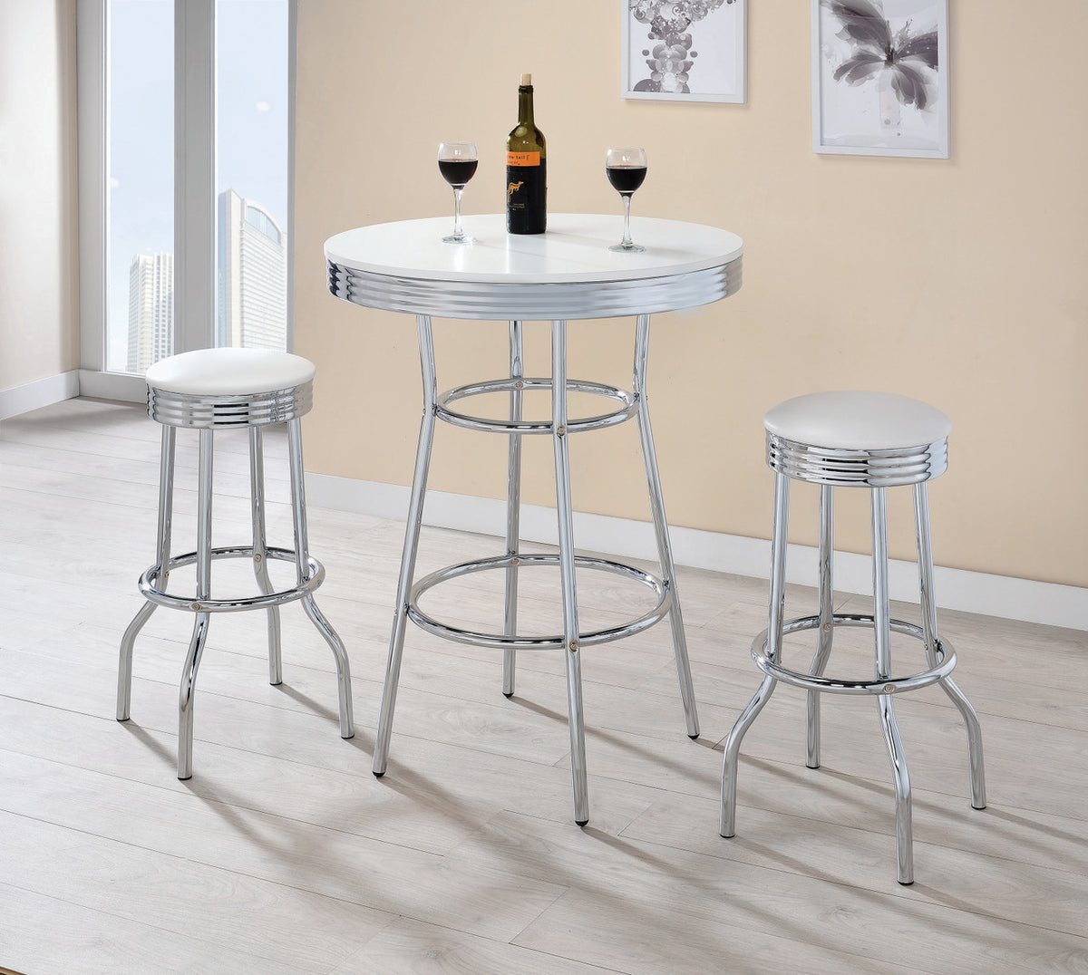 BEL AIR White 3 Piece Bar Height Set