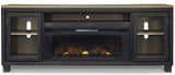 TOLAR Black 83" Wide x 33" Height TV Stand with Fireplace & Bluetooth Speakers