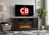 Luminary Cherry Faux Marble 83" Wide x 36" Height TV Stand with Fireplace