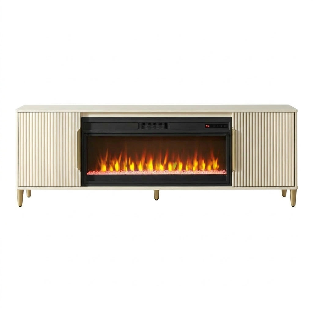 Lucent Pearl 78" Wide x 25" Height TV Stand with Fireplace