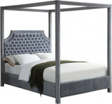 VALENCIA Gray Velvet Canopy Bed