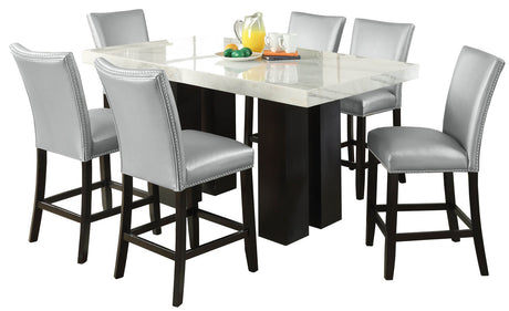 NUBIA White Marble 70" Wide Rectangular Counter Height Table
