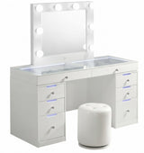 Glitz White 57" Vanity With Lights On Drawers