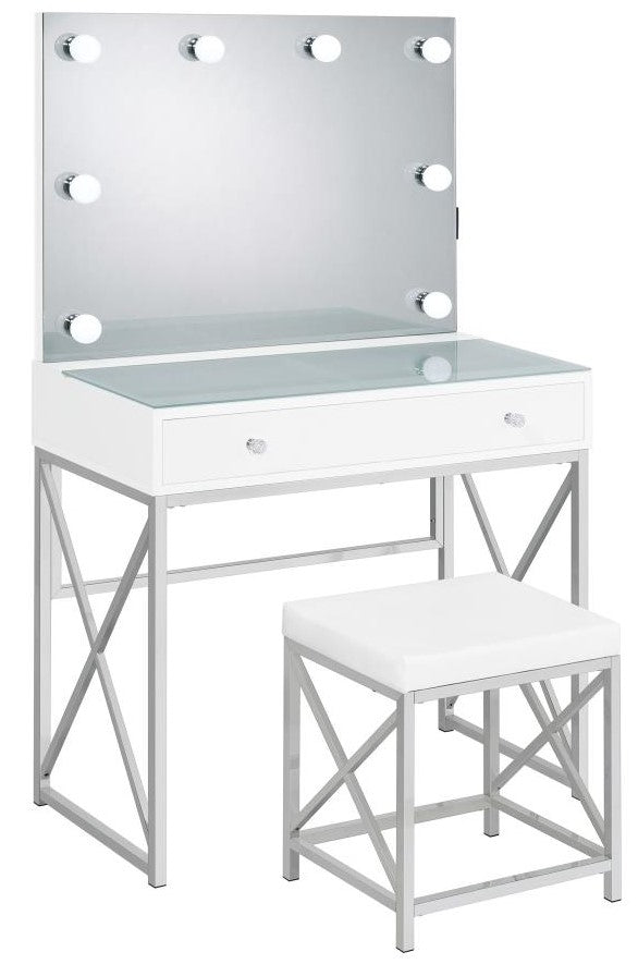 Bel Air Studio 32" White Vanity With Stool