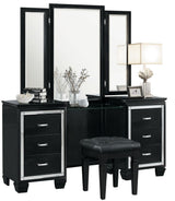 ANNIE Black 17" Wide Vanity Stool
