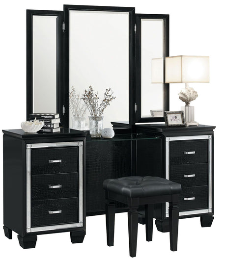 ANNIE Black 17" Wide Vanity Stool