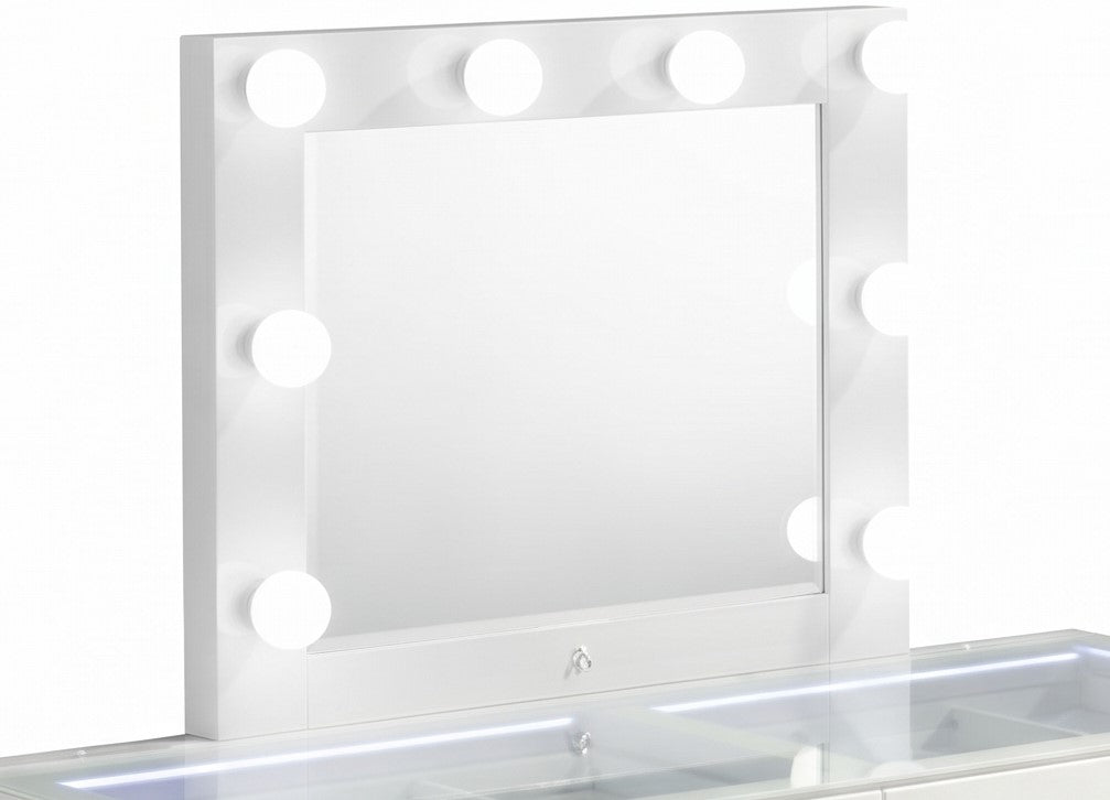 Glitz White 57" Vanity With Lights On Drawers