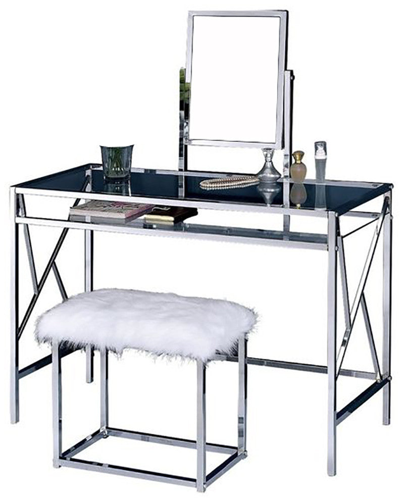 TERESINA Chrome 42" Wide Vanity with Stool