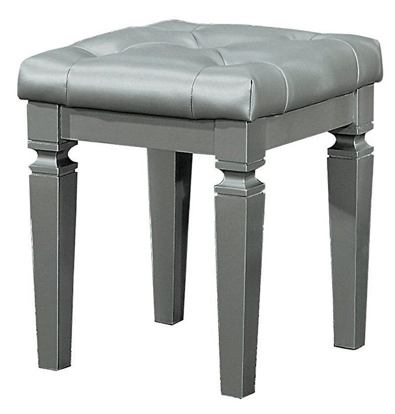 ANNIE Silver 17" Wide Vanity Stool