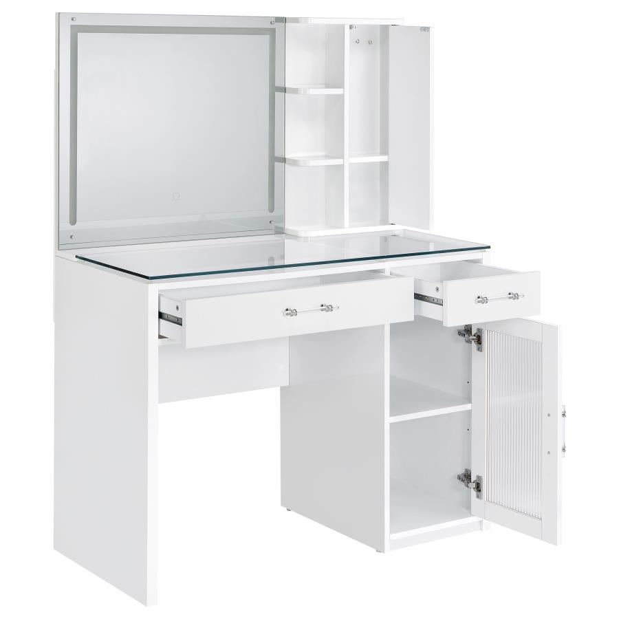 Vegas White 39.5" LED Vanity With Stool