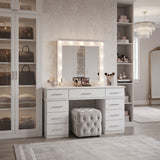 VERENA White 54" Wide Vanity Desk & Mirror