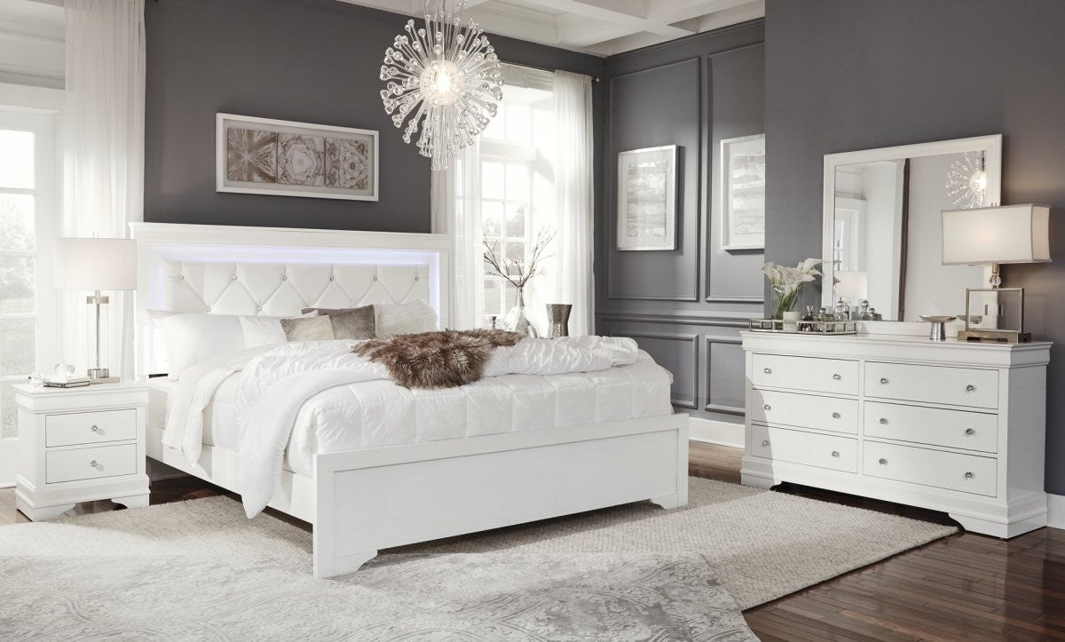 Glamour White 4PC Bedroom Set