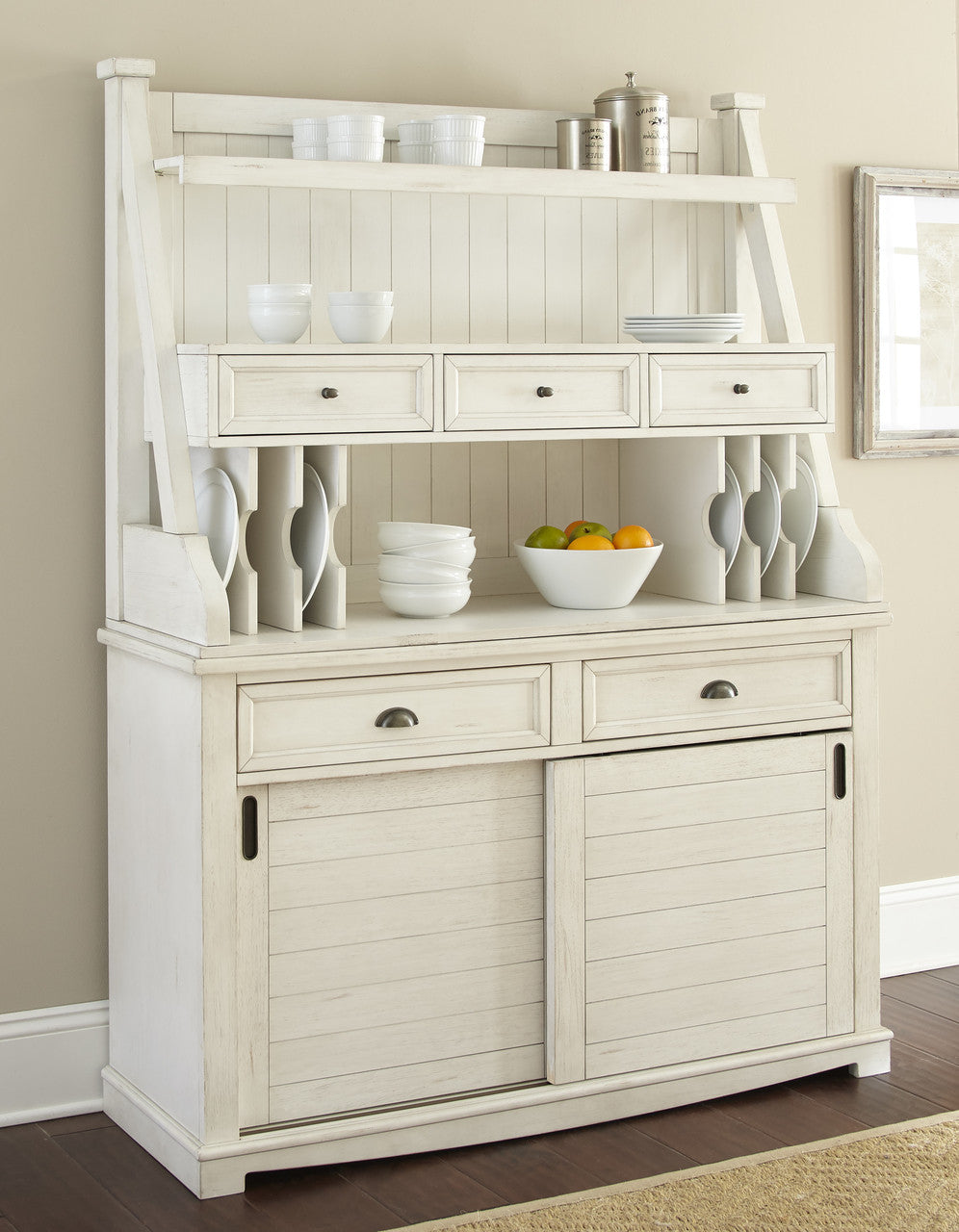 SONYA Antique White Buffett & Hutch