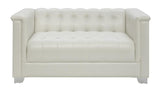 LUCIANA Pearl White 60" Wide Tufted Loveseat