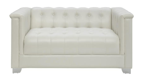 LUCIANA Pearl White 60" Wide Tufted Loveseat