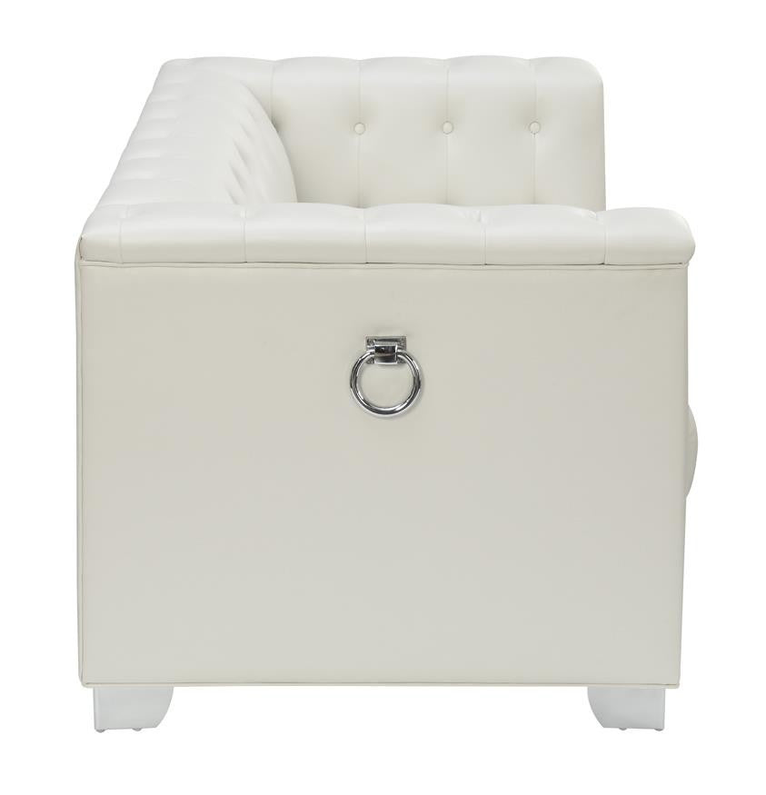 LUCIANA Pearl White 60" Wide Tufted Loveseat