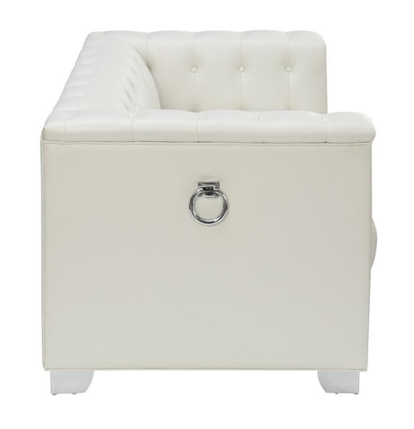 LUCIANA Pearl White 60" Wide Tufted Loveseat