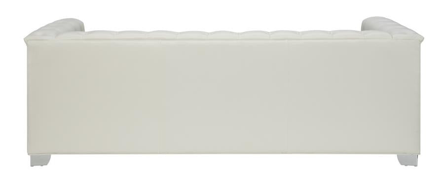 LUCIANA Pearl White 87" Wide Tufted Sofa