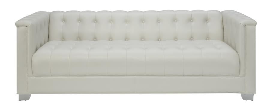 LUCIANA Pearl White 87" Wide Tufted Sofa