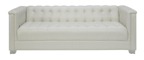 LUCIANA Pearl White 87" Wide Tufted Sofa