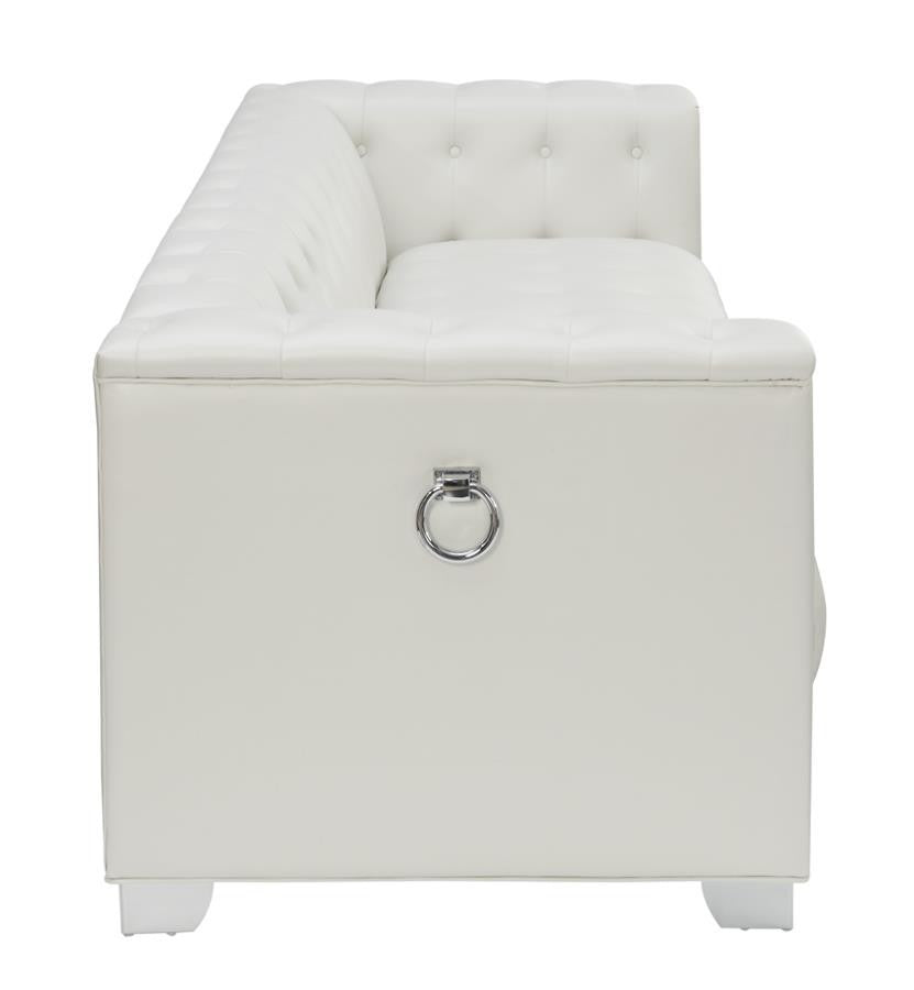 LUCIANA Pearl White 87" Wide Tufted Sofa