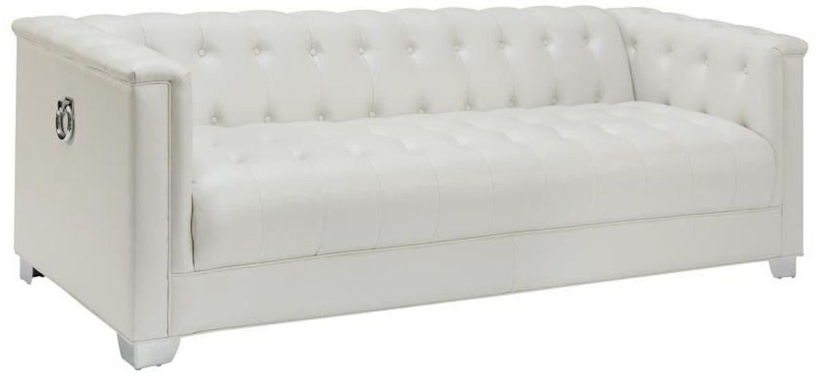 LUCIANA Pearl White Tufted Sofa & Loveseat