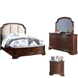 Wilkerson Cherry 6-PC Upholstered Storage Platform Bed