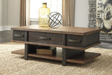 WILLIS 48" Wide Two-Tone Brown Lift Top Coffee Table