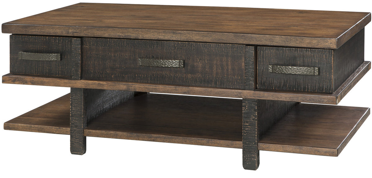 WILLIS 48" Wide Two-Tone Brown Lift Top Coffee Table