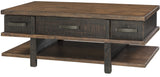 WILLIS 48" Wide Two-Tone Brown Lift Top Coffee Table
